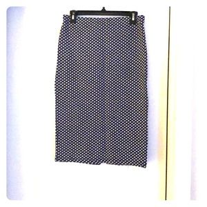 ZARA Blue, Black & White Stretch Knit Midi Skirt